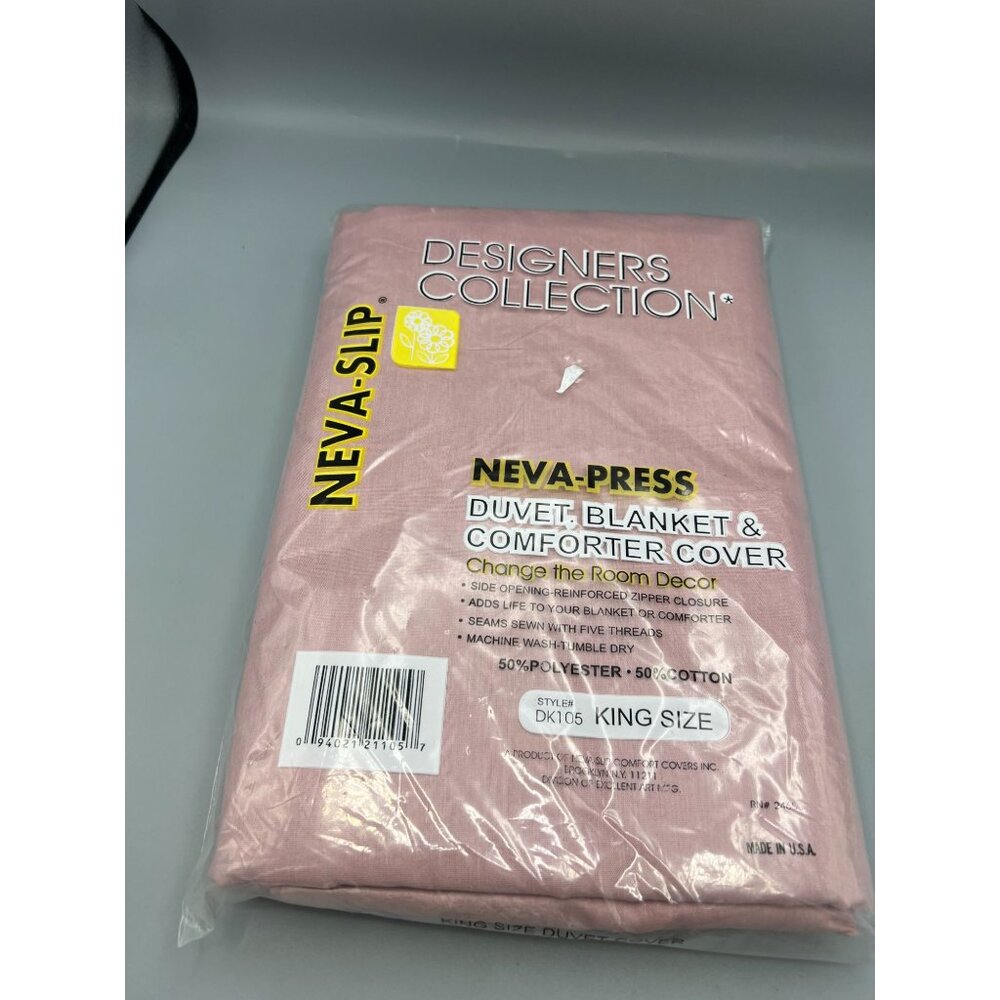 New Vtg 80s King Size Duvet Slip-in Blanket Comforter Cover Quilt Rose Pink - Picture 7 of 7